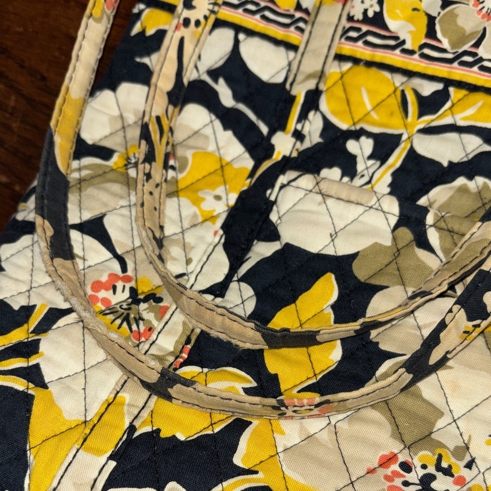 Vera Bradley Yellow and Black Floral Shoulder Bag - Picture 6 of 11